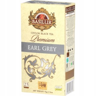 BASILUR EARL GREY herbata czarna BERGAMOTKA 100% naturalna Premium - 25szt.