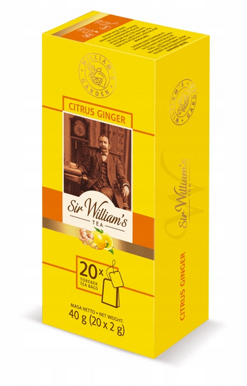 Herbata owocowo-ziołowa Sir William’s Tea Citrus Ginger 20 Saszetek - Imbir