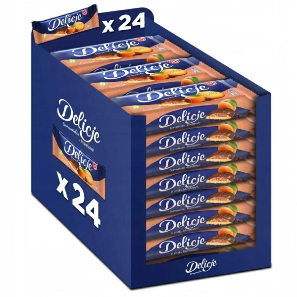 Zestaw Delicje Morelowe 24 x 147g ciastka biszkopty z galaretką