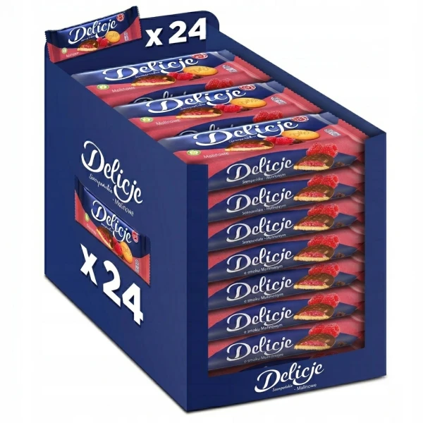 Zestaw Delicje Malinowe 24 x 147g ciastka biszkopty z galaretką