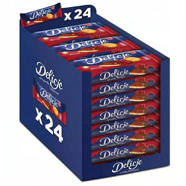 Zestaw Delicje wiśniowe 24 x 147g ciastka biszkopty z galaretką